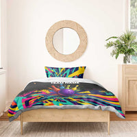 Custom Bowling Strike Design Bedding Set Colorful Pins and Purple Ball in Abstract Splatter Art Style - Wonder Print Shop