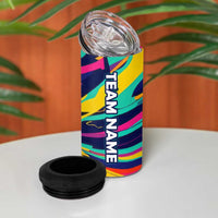 Custom Bowling Strike Design 4 in 1 Can Cooler Tumbler Colorful Pins and Purple Ball in Abstract Splatter Art Style - Wonder Print Shop