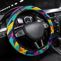 Bowling Strike Design Steering Wheel Cover Colorful Pins and Purple Ball in Abstract Splatter Art Style - Wonder Print Shop