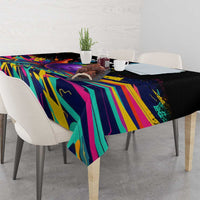 Custom Bowling Strike Design Tablecloth Colorful Pins and Purple Ball in Abstract Splatter Art Style - Wonder Print Shop