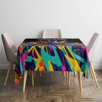 Custom Bowling Strike Design Tablecloth Colorful Pins and Purple Ball in Abstract Splatter Art Style - Wonder Print Shop