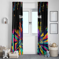 Custom Bowling Strike Design Window Curtain Colorful Pins and Purple Ball in Abstract Splatter Art Style - Wonder Print Shop