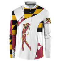 Golf Player Silhouette Button Sweatshirt Maryland Flag Pattern and Custom Name Panel Design - Wonder Print Shop