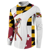 Golf Player Silhouette Button Sweatshirt Maryland Flag Pattern and Custom Name Panel Design - Wonder Print Shop