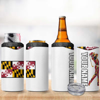 Golf Player Silhouette 4 in 1 Can Cooler Tumbler Maryland Flag Pattern and Custom Name Panel Design - Wonder Print Shop