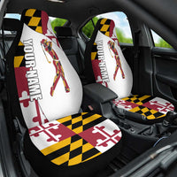 Golf Player Silhouette Car Seat Cover Maryland Flag Pattern and Custom Name Panel Design - Wonder Print Shop