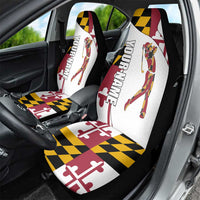 Golf Player Silhouette Car Seat Cover Maryland Flag Pattern and Custom Name Panel Design - Wonder Print Shop