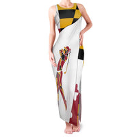 Golf Player Silhouette Family Matching Tank Maxi Dress and Hawaiian Shirt Maryland Flag Pattern and Custom Name Panel Design - Wonder Print Shop