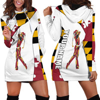 Golf Player Silhouette Hoodie Dress Maryland Flag Pattern and Custom Name Panel Design - Wonder Print Shop