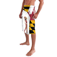 Golf Player Silhouette Lavalava Maryland Flag Pattern and Custom Name Panel Design - Wonder Print Shop