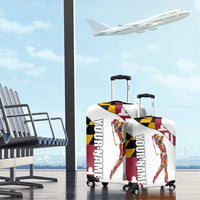 Golf Player Silhouette Luggage Cover Maryland Flag Pattern and Custom Name Panel Design - Wonder Print Shop