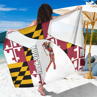 Golf Player Silhouette Sarong Maryland Flag Pattern and Custom Name Panel Design - Wonder Print Shop