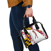 Golf Player Silhouette Shoulder Handbag Maryland Flag Pattern and Custom Name Panel Design - Wonder Print Shop
