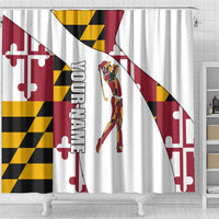 Golf Player Silhouette Shower Curtain Maryland Flag Pattern and Custom Name Panel Design - Wonder Print Shop