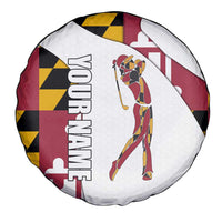Golf Player Silhouette Spare Tire Cover Maryland Flag Pattern and Custom Name Panel Design - Wonder Print Shop