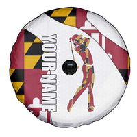 Golf Player Silhouette Spare Tire Cover Maryland Flag Pattern and Custom Name Panel Design - Wonder Print Shop