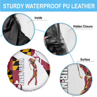 Golf Player Silhouette Spare Tire Cover Maryland Flag Pattern and Custom Name Panel Design - Wonder Print Shop