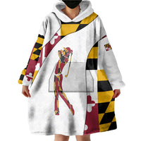 Golf Player Silhouette Wearable Blanket Hoodie Maryland Flag Pattern and Custom Name Panel Design - Wonder Print Shop