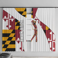 Golf Player Silhouette Window Curtain Maryland Flag Pattern and Custom Name Panel Design - Wonder Print Shop