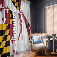 Golf Player Silhouette Window Curtain Maryland Flag Pattern and Custom Name Panel Design - Wonder Print Shop