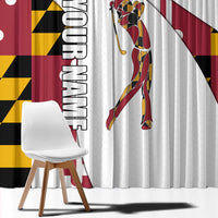 Golf Player Silhouette Window Curtain Maryland Flag Pattern and Custom Name Panel Design - Wonder Print Shop
