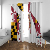 Golf Player Silhouette Window Curtain Maryland Flag Pattern and Custom Name Panel Design - Wonder Print Shop