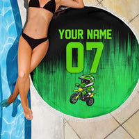 Green Dirt Bike Rider Beach Blanket Forget Toys I Just Wanna Ride Quote and Custom Racing Name Design - Wonder Print Shop
