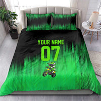 Green Dirt Bike Rider Bedding Set Forget Toys I Just Wanna Ride Quote and Custom Racing Name Design - Wonder Print Shop