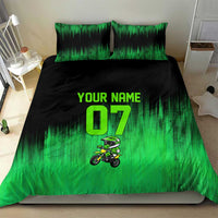 Green Dirt Bike Rider Bedding Set Forget Toys I Just Wanna Ride Quote and Custom Racing Name Design - Wonder Print Shop