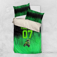 Green Dirt Bike Rider Bedding Set Forget Toys I Just Wanna Ride Quote and Custom Racing Name Design - Wonder Print Shop