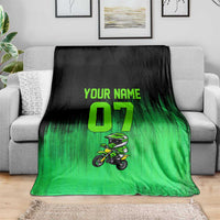 Green Dirt Bike Rider Blanket Forget Toys I Just Wanna Ride Quote and Custom Racing Name Design - Wonder Print Shop