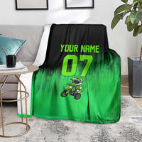 Green Dirt Bike Rider Blanket Forget Toys I Just Wanna Ride Quote and Custom Racing Name Design - Wonder Print Shop