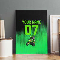 Green Dirt Bike Rider Canvas Wall Art Forget Toys I Just Wanna Ride Quote and Custom Racing Name Design - Wonder Print Shop