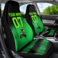 Green Dirt Bike Rider Car Seat Cover Forget Toys I Just Wanna Ride Quote and Custom Racing Name Design - Wonder Print Shop