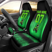 Green Dirt Bike Rider Car Seat Cover Forget Toys I Just Wanna Ride Quote and Custom Racing Name Design - Wonder Print Shop