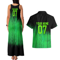 Green Dirt Bike Rider Couples Matching Tank Maxi Dress and Hawaiian Shirt Forget Toys I Just Wanna Ride Quote and Custom Racing Name Design - Wonder Print Shop
