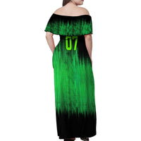 Green Dirt Bike Rider Family Matching Off Shoulder Maxi Dress and Hawaiian Shirt Forget Toys I Just Wanna Ride Quote and Custom Racing Name Design - Wonder Print Shop