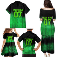 Green Dirt Bike Rider Family Matching Puletasi and Hawaiian Shirt Forget Toys I Just Wanna Ride Quote and Custom Racing Name Design - Wonder Print Shop