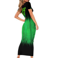 Green Dirt Bike Rider Family Matching Short Sleeve Bodycon Dress and Hawaiian Shirt Forget Toys I Just Wanna Ride Quote and Custom Racing Name Design - Wonder Print Shop