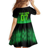 Green Dirt Bike Rider Kid Short Sleeve Dress Forget Toys I Just Wanna Ride Quote and Custom Racing Name Design - Wonder Print Shop