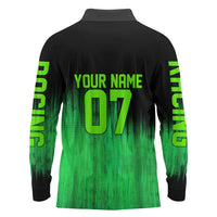 Green Dirt Bike Rider Long Sleeve Polo Shirt Forget Toys I Just Wanna Ride Quote and Custom Racing Name Design - Wonder Print Shop