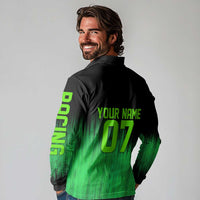 Green Dirt Bike Rider Long Sleeve Polo Shirt Forget Toys I Just Wanna Ride Quote and Custom Racing Name Design - Wonder Print Shop