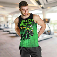 Green Dirt Bike Rider Men Tank Top Forget Toys I Just Wanna Ride Quote and Custom Racing Name Design - Wonder Print Shop
