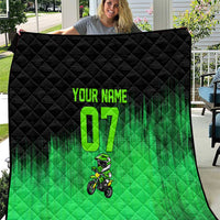 Green Dirt Bike Rider Quilt Forget Toys I Just Wanna Ride Quote and Custom Racing Name Design - Wonder Print Shop