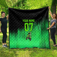 Green Dirt Bike Rider Quilt Forget Toys I Just Wanna Ride Quote and Custom Racing Name Design - Wonder Print Shop