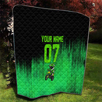 Green Dirt Bike Rider Quilt Forget Toys I Just Wanna Ride Quote and Custom Racing Name Design - Wonder Print Shop