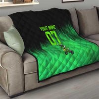 Green Dirt Bike Rider Quilt Forget Toys I Just Wanna Ride Quote and Custom Racing Name Design - Wonder Print Shop