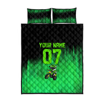 Green Dirt Bike Rider Quilt Bed Set Forget Toys I Just Wanna Ride Quote and Custom Racing Name Design - Wonder Print Shop
