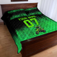 Green Dirt Bike Rider Quilt Bed Set Forget Toys I Just Wanna Ride Quote and Custom Racing Name Design - Wonder Print Shop