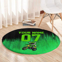Green Dirt Bike Rider Round Carpet Forget Toys I Just Wanna Ride Quote and Custom Racing Name Design - Wonder Print Shop